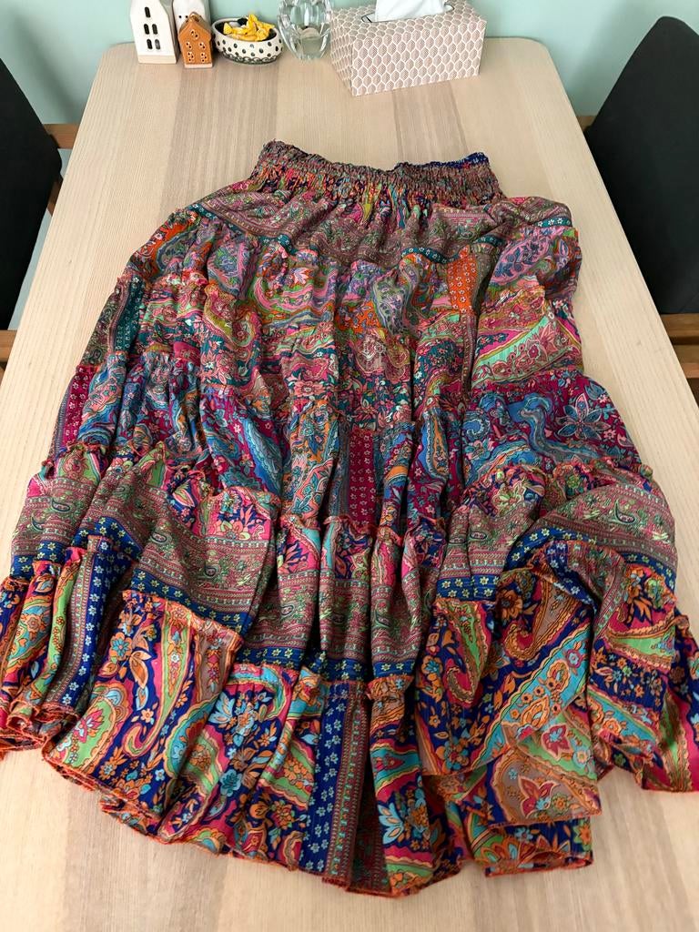 Boho Fashion Rok - Kleurrijk met Paisley Print, Overige kleuren, Maat 42/44 (L), Ophalen of Verzenden, Zo goed als nieuw