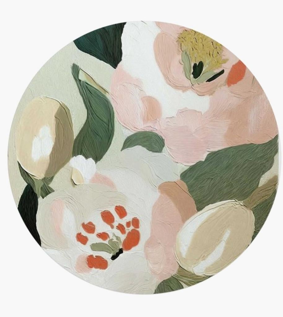 Nieuw Reinders rond schilderij 'glas, pastel bloemen' 70cm, Ophalen, 50 tot 75 cm, Overige typen, Nieuw