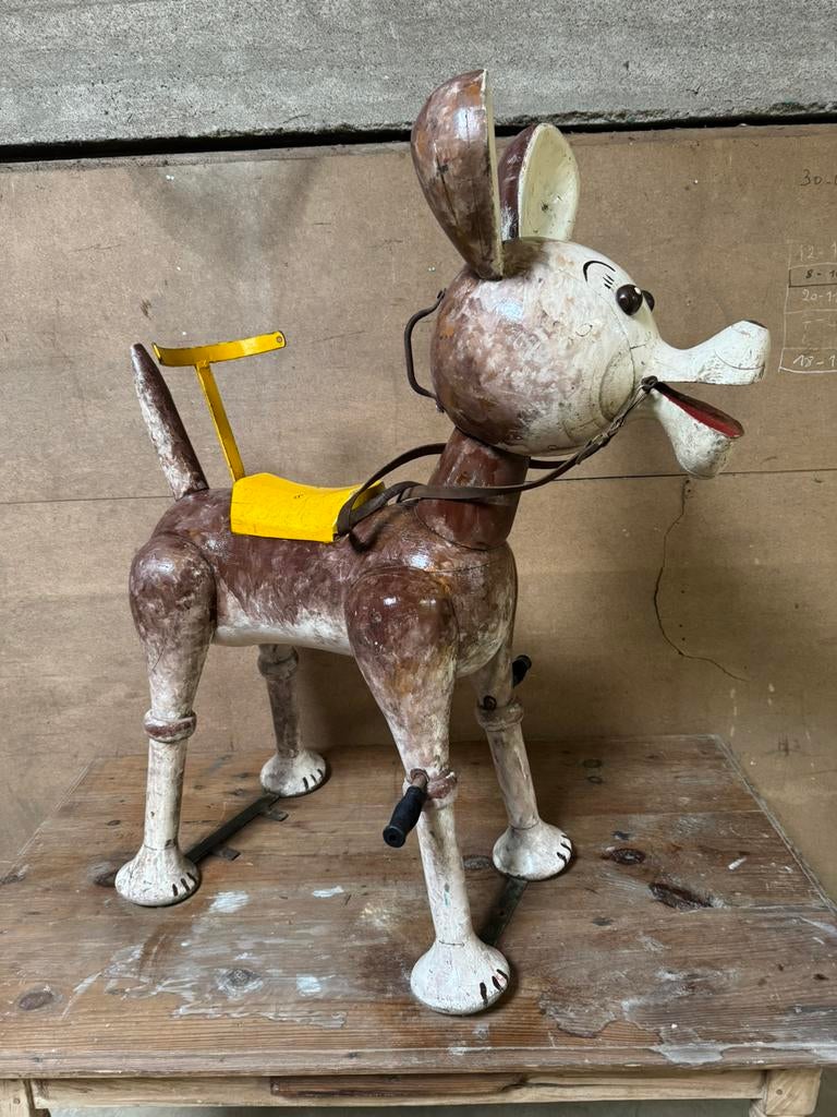 Oude volledig houten kermis draaimolen figuur, Ophalen of Verzenden, Gebruikt