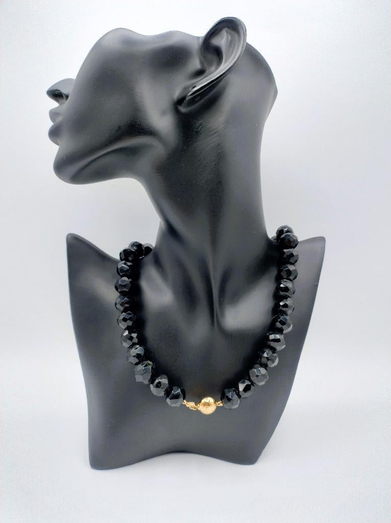 Gitten ketting met gouden bolslot, 47,5 cm, Verzenden, Goud, Ketting, Met edelsteen