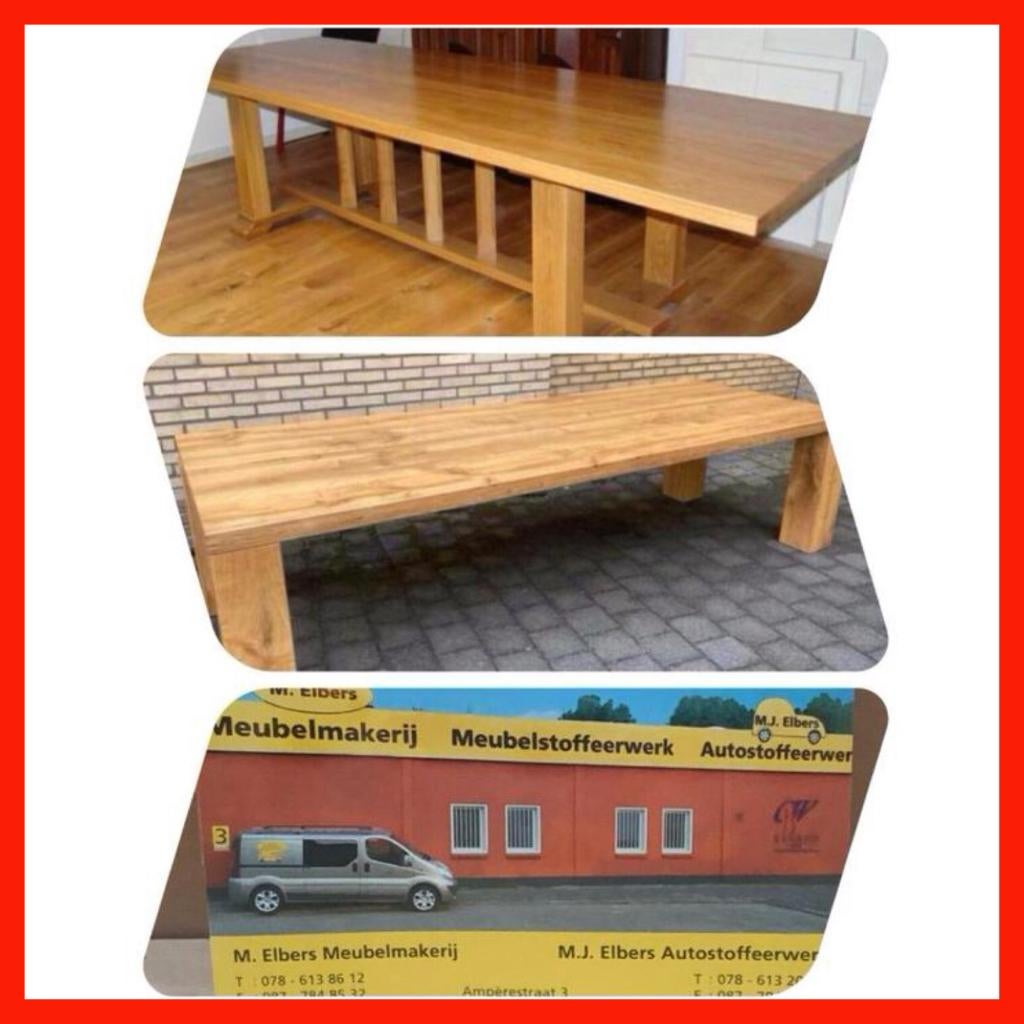 097. Eetkamer Tafel of Vergader Tafel Europees Eiken NIEUW, Ophalen, Eikenhout, 50 tot 100 cm, Rechthoekig