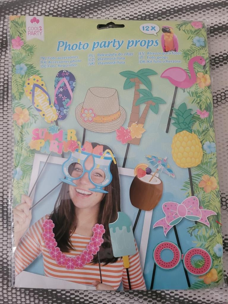 Zomerse Photo Party Props - 12 Stuks, Ophalen of Verzenden, Nieuw, Feestartikel