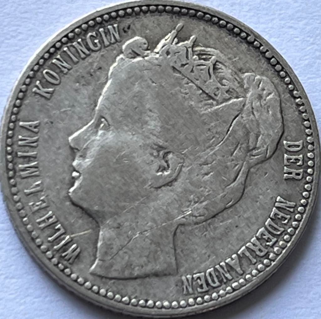 Schaars kwartje 1898, Zilver, Ophalen of Verzenden, 10 cent, Koningin Wilhelmina