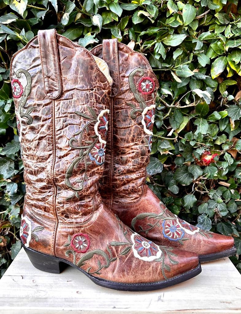 Old Gringo Mexicana western cowboy laarzen bruin bloemen 38, Kleding | Dames, Schoenen, Hoge laarzen, Bruin, Ophalen of Verzenden