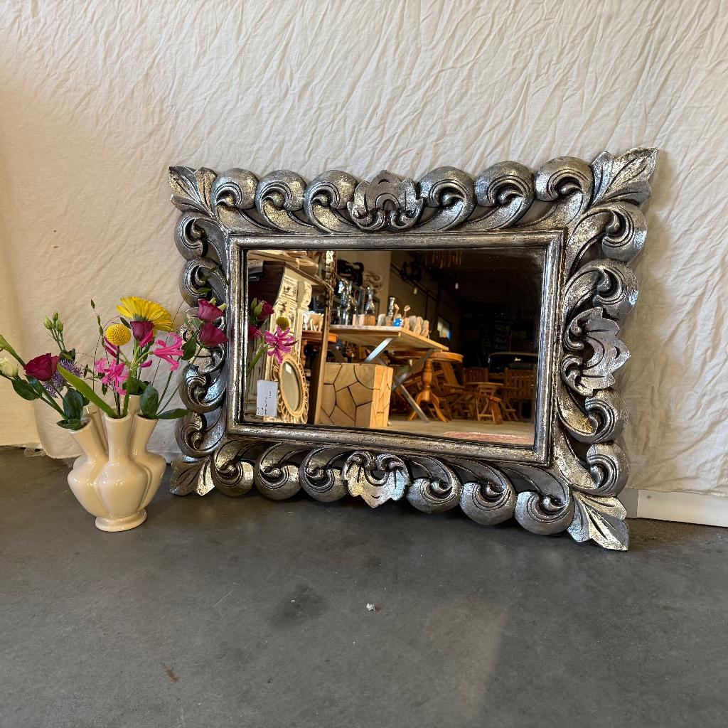 Barok Spiegel - houten lijst - zilver - 80 x 60 cm-TTM Wonen, TTM Wonen, Meubels – (Perzische) Tapijten en Woonaccessoires, Taag 63, 2491 CS, Den Haag (Forepark)