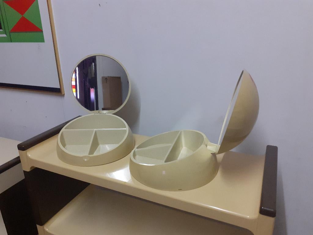 spiegel make-up houder Gedy jaren 70 space age design retro, Huis en Inrichting, Woonaccessoires | Spiegels, Gebruikt, Rond, ?