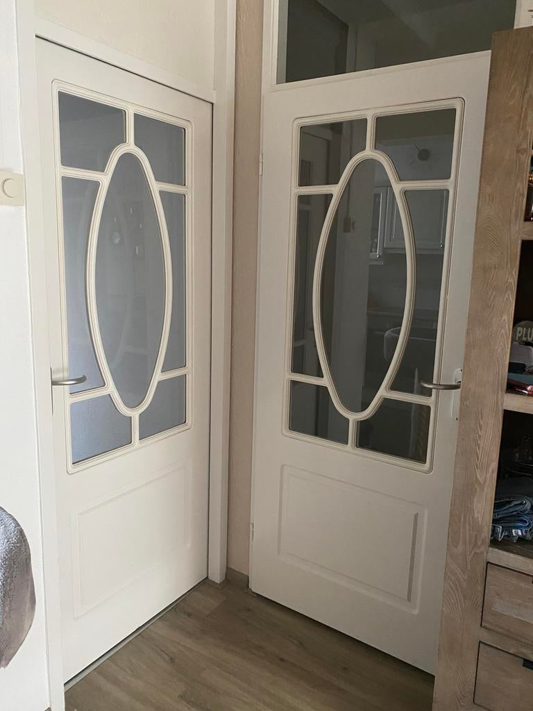 2x Opdekdeur met glas. 1x opdekdeur met slot, Ophalen, Gebruikt, Binnendeur, Glas