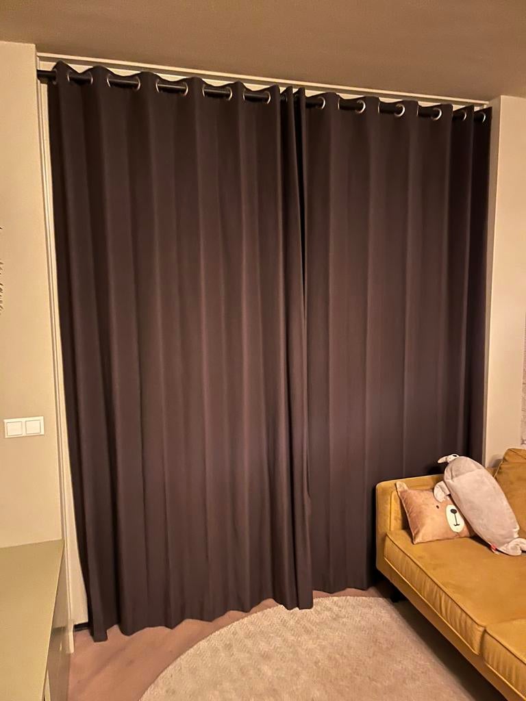 Antraciet gordijnen 290 cm breed bij 255 cm hoog HEMA, Ophalen of Verzenden, Zo goed als nieuw, 200 cm of meer