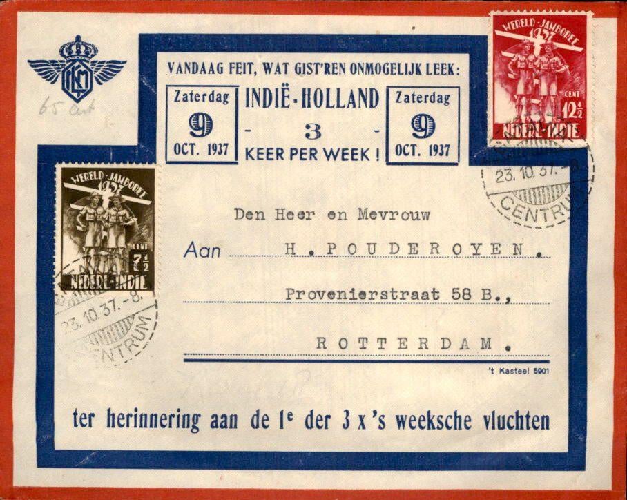 Nederlands Indië - Jamboree - Rotterdam - 1937, Verzenden, Envelop