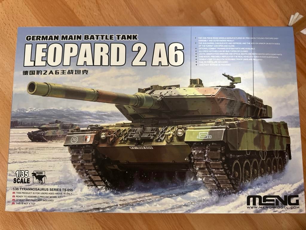 Nieuwe Meng Leopard 2 A6 Tank Modelbouw Kit, Overige merken, Tank, 1:32 tot 1:50, Nieuw