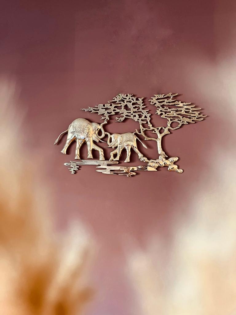 Vintage Olifanten messing wanddecoratie, Huis en Inrichting, Ophalen of Verzenden