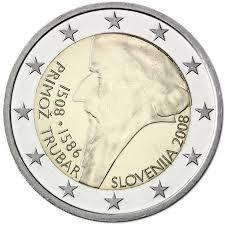 2 Euro Slovenie 2008 UNC - Primoz Trubar, Postzegels en Munten, Munten | Europa | Euromunten, Verzenden, Slovenië, 2 euro, Losse munt