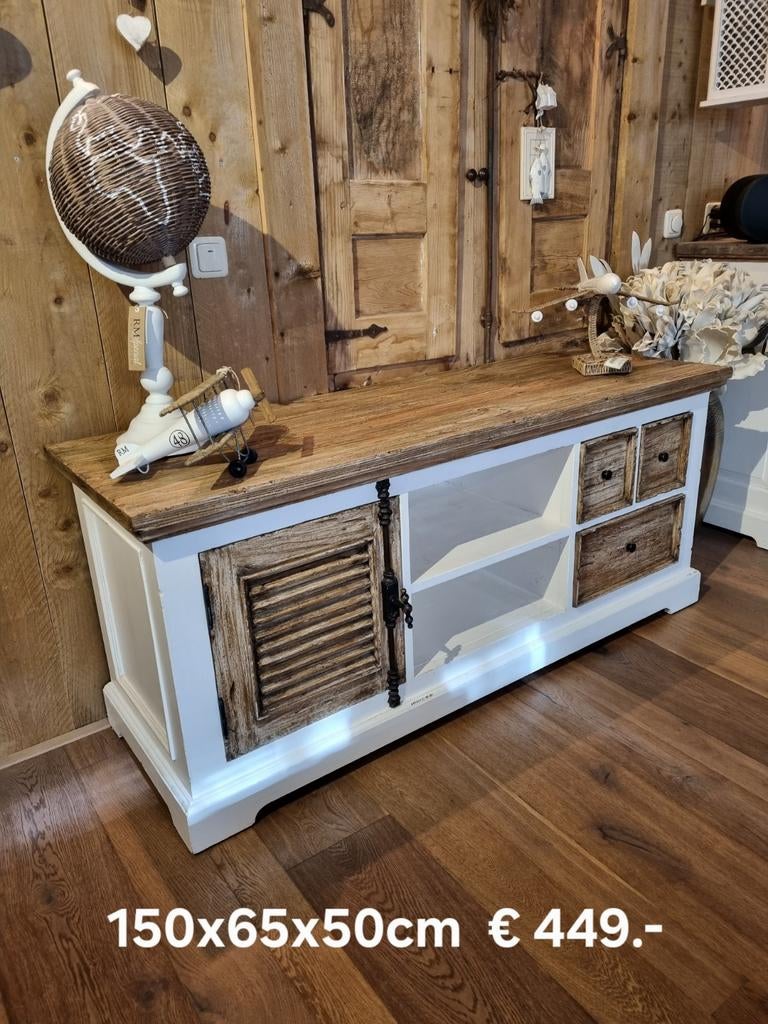 Landelijk Brocant TV meubel Amanda € 449.-, Ophalen of Verzenden, Zo goed als nieuw, 25 tot 50 cm, Minder dan 100 cm