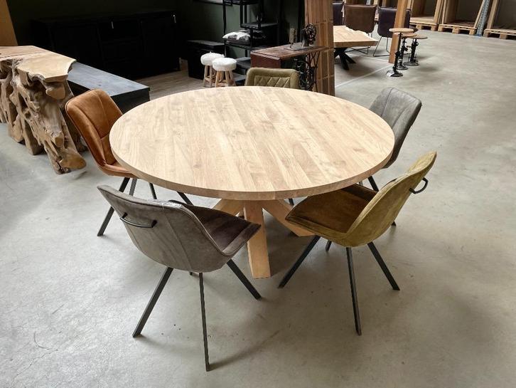 Ronde eettafel | Massief eiken | Ø 40 / 220 cm | 40 mm dik