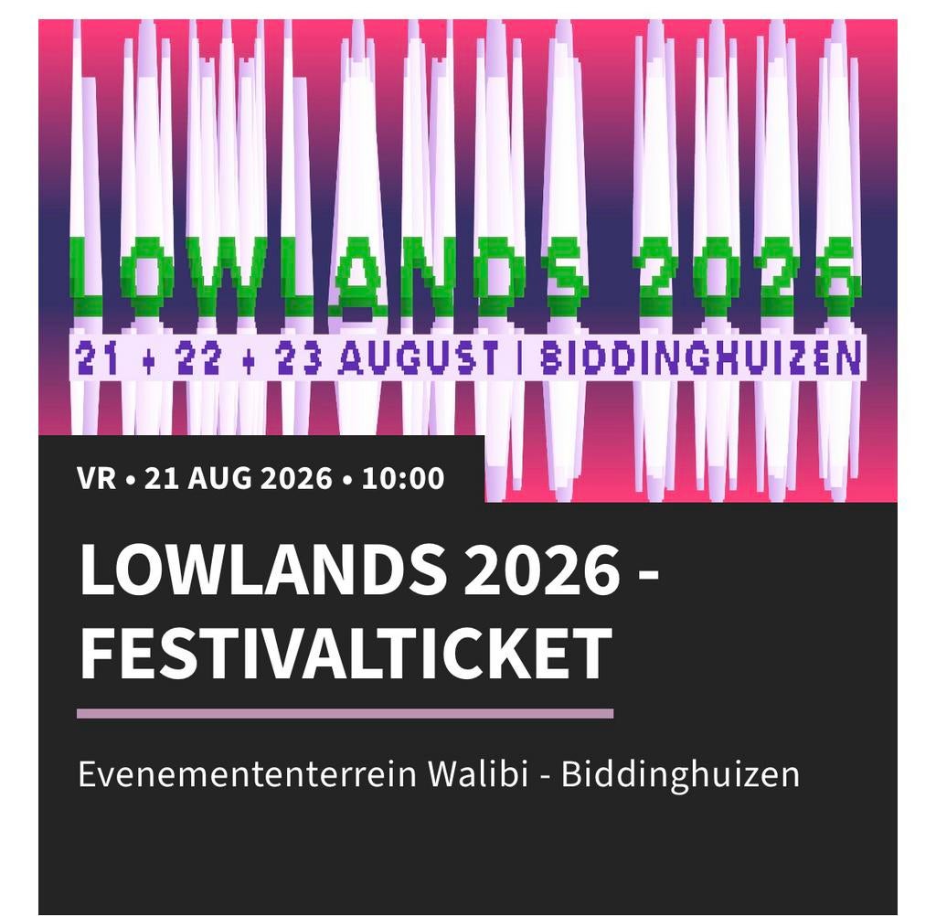 Lowlands 2026, Tickets en Kaartjes, Drie personen of meer, Meerdaags