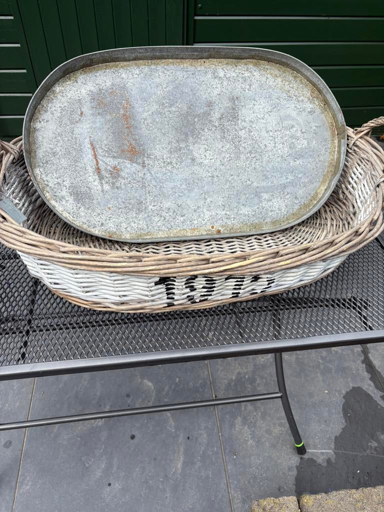 Tuin decoratie mand met zinken bak, Ophalen, Minder dan 30 cm, Rond, Metaal