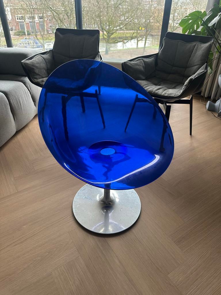 Kartell Eros draaistoel Philippe Starck blauw, Huis en Inrichting, Stoelen, Kunststof, Gebruikt, Blauw, Ophalen of Verzenden