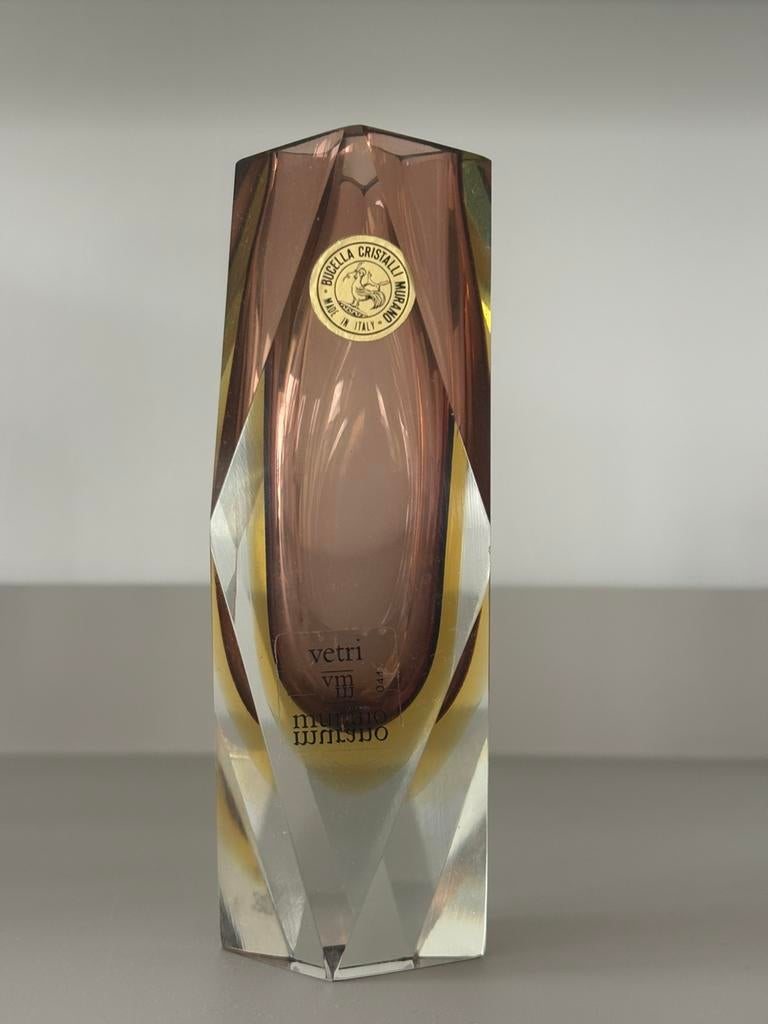 Vintage Mid Century Murano Sommerso Vaas, Ophalen