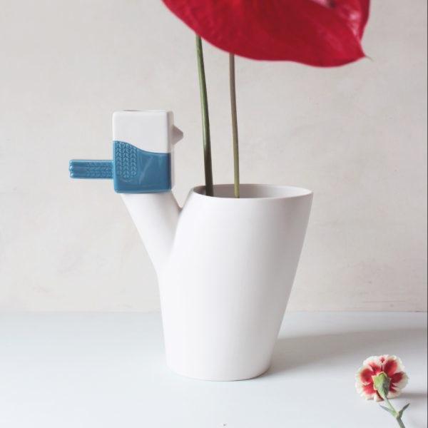 Porseleinen vaas (Boomtop met vogel), Huis en Inrichting, Woonaccessoires | Vazen, Ophalen, Wit, Aardewerk of Porselein, Nieuw