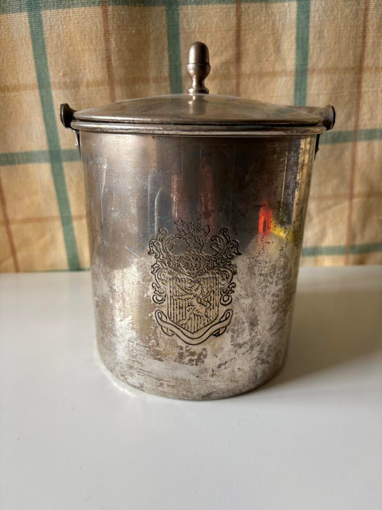 Verzilverde pot met wapen stempel, Antiek en Kunst, Ophalen of Verzenden