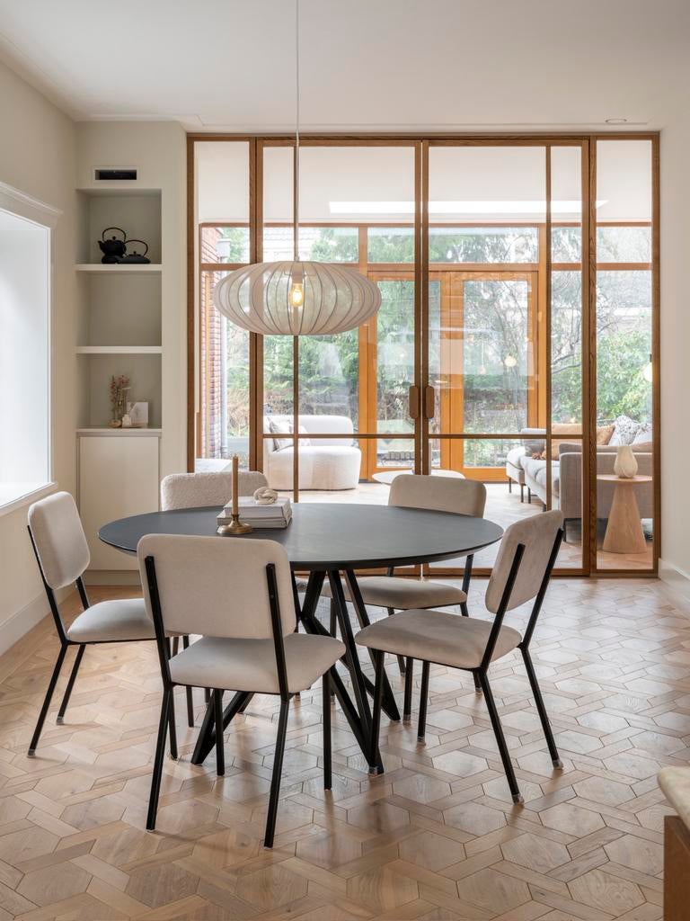 Studio HENK ronde zwarte HPL tafel 140, Ophalen, Rond, Zo goed als nieuw, Vijf personen of meer