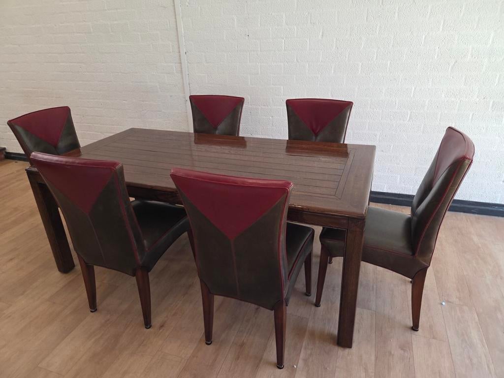 Luxe tafel met Mol & Geurts Eetkamerstoelen Fresco Leder, Huis en Inrichting, Tafels | Eettafels, Zo goed als nieuw, 100 tot 150 cm