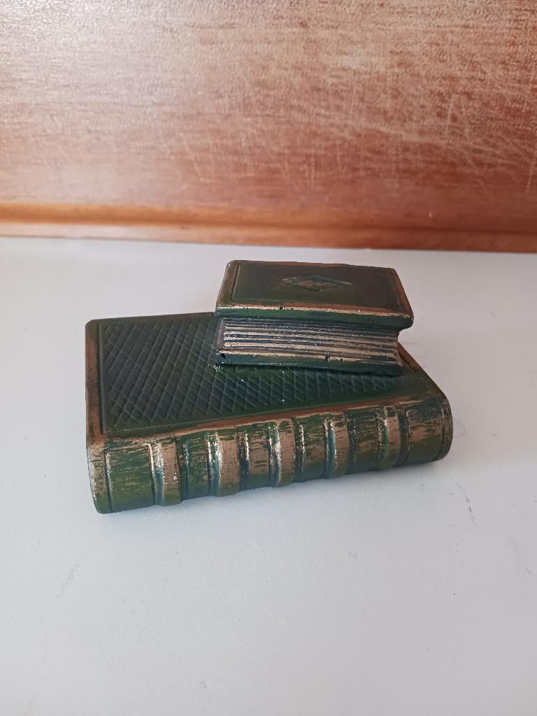 Woondecoratie in de vorm van 2 stenen boekjes, Ophalen of Verzenden, Groen, Steen/keramiek