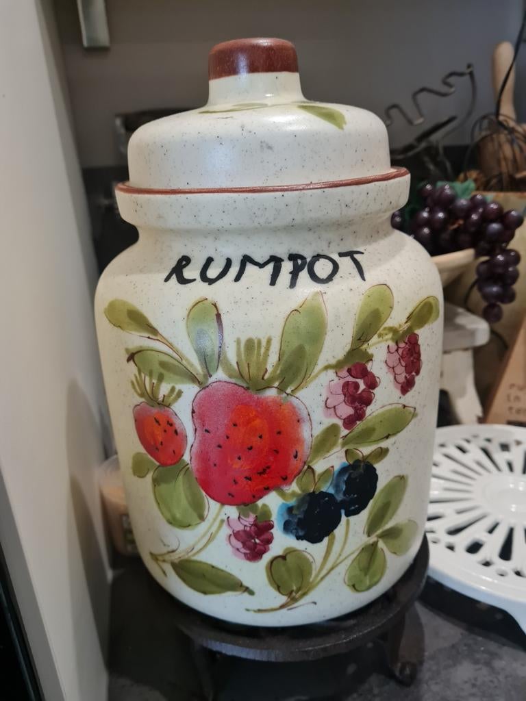 Grote vintage rumpot/rumtopf handbeschilderd, Antiek en Kunst, Antiek | Vazen, Ophalen