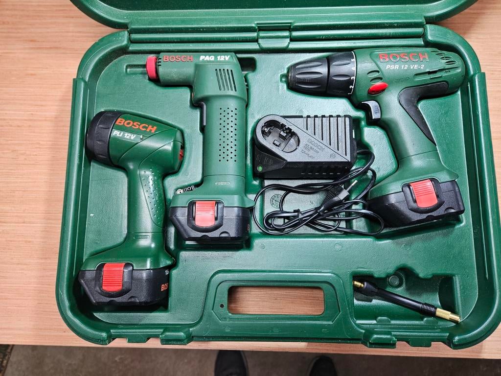 Bosch 3-delige set in koffer, boorm. in koffer en luchtpomp, Ophalen of Verzenden, Gebruikt, Overige typen