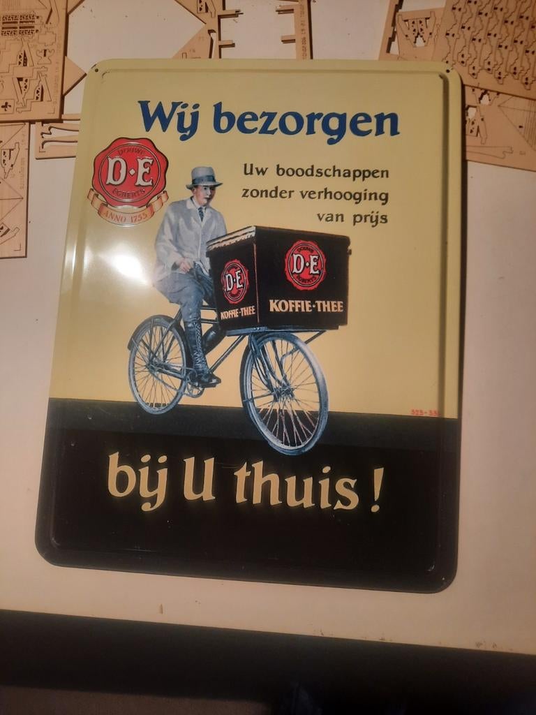Reclame bord van Douwe Egberts, Ophalen of Verzenden, Gebruikt, Reclamebord