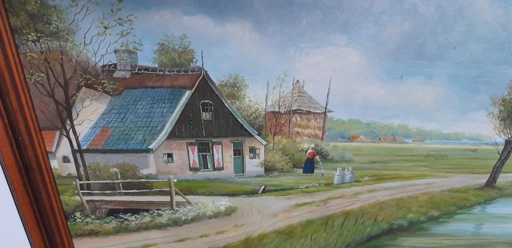 Klassiek Hollands polderlandschap, gesigneerd F. vd Burg, Ophalen