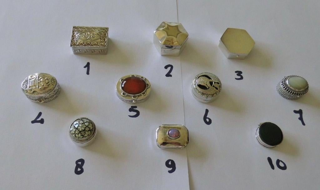 Zilveren doosjes 6 t/m 10, Ophalen of Verzenden, Zilver