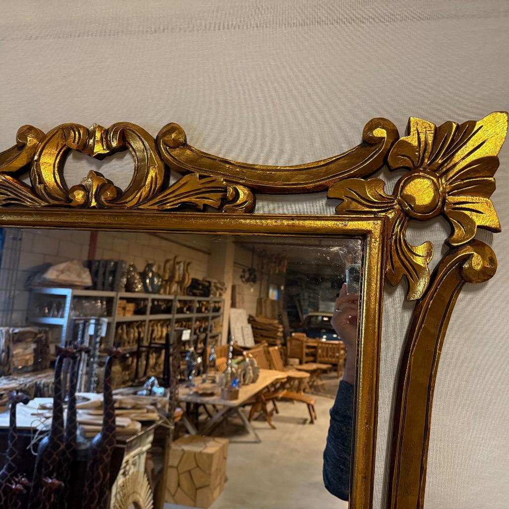Barok Spiegel -houten lijst - Goud- 200 x 100 cm -TTM Wonen, TTM Wonen, Meubels – (Perzische) Tapijten en Woonaccessoires, 200 cm of meer