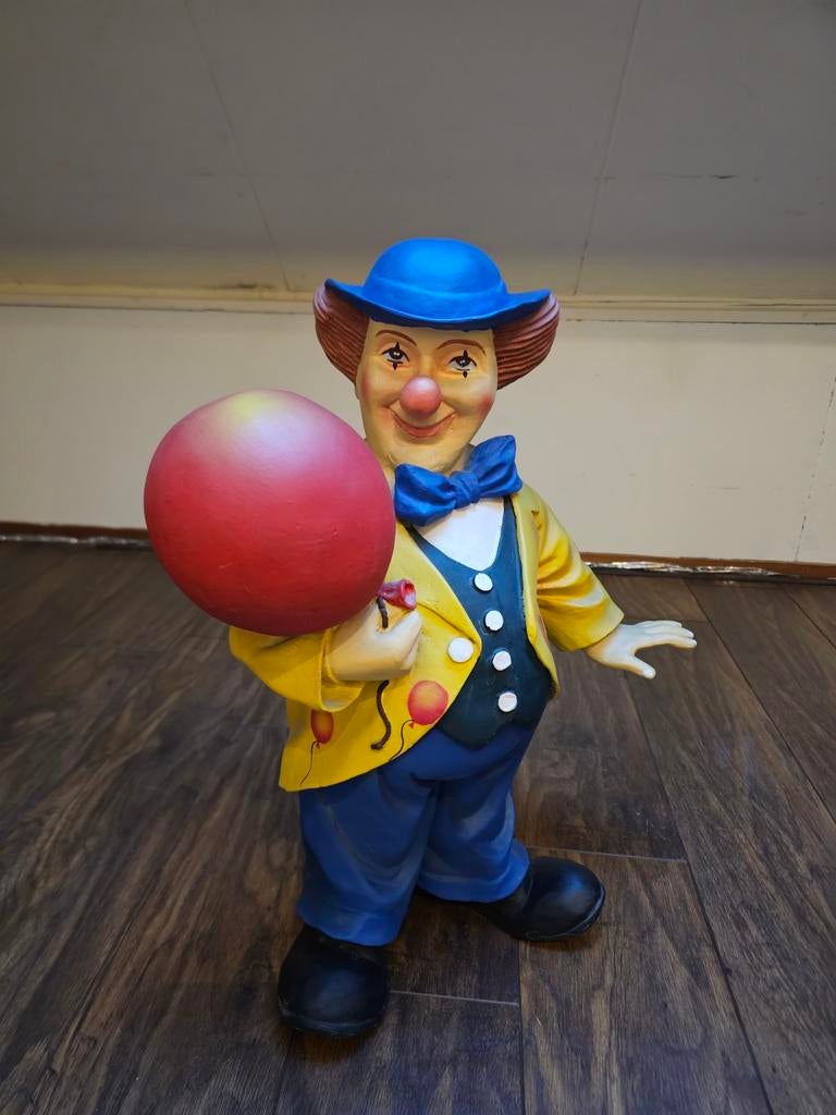 Vintage Porseleinen Clown met Ballon - Decoratief Beeld, Ophalen