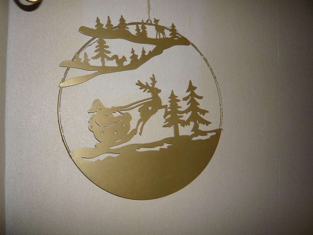 muur ornament met slee & rendier en 10 led 30cm, Diversen, Kerst, Ophalen of Verzenden, Zo goed als nieuw