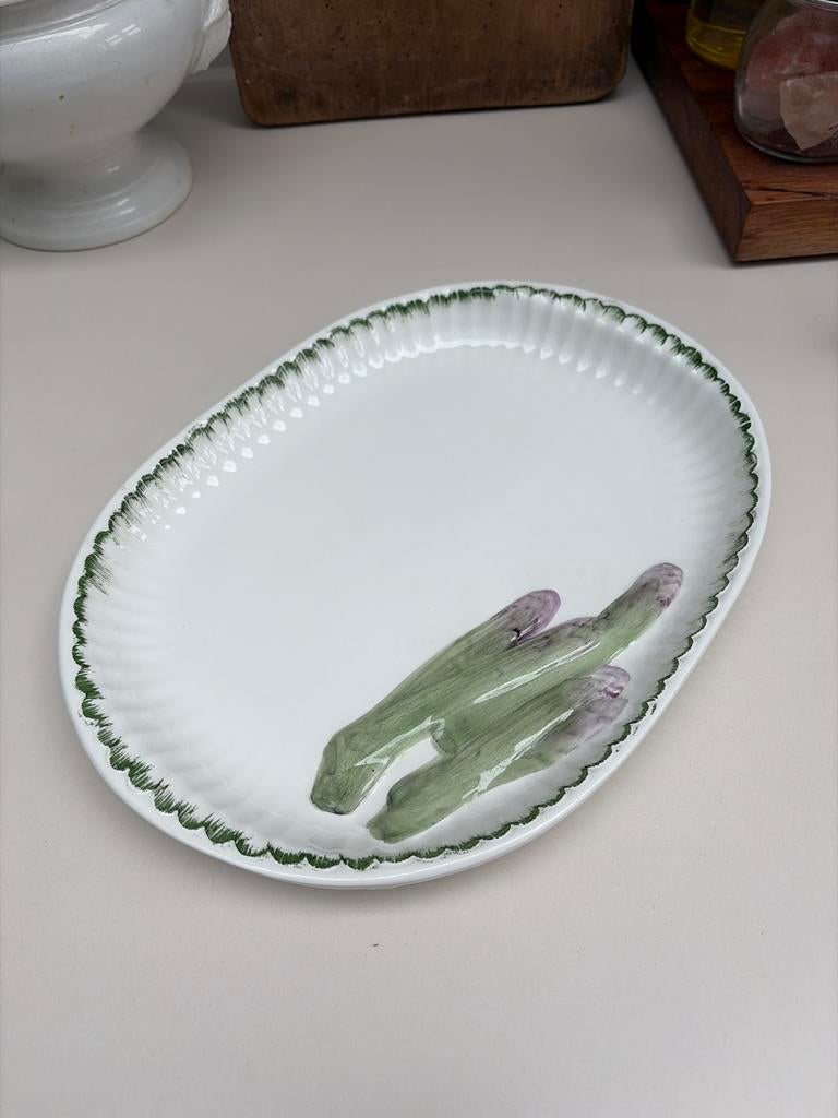 Aspergeschaal Majolica, Porselein of Keramiek, Schaal, Ophalen of Verzenden, Zo goed als nieuw