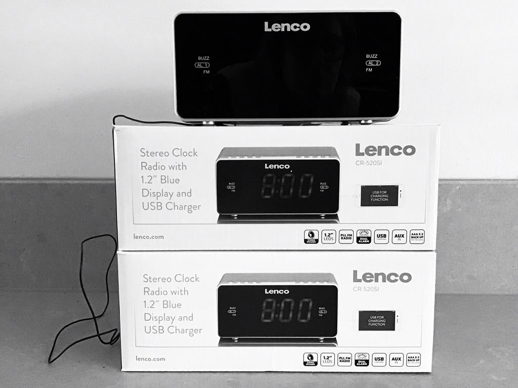 Lenco CR 520 si wekkerradio, (2 voor) met USB-ingang/lader, Ophalen, Nieuw