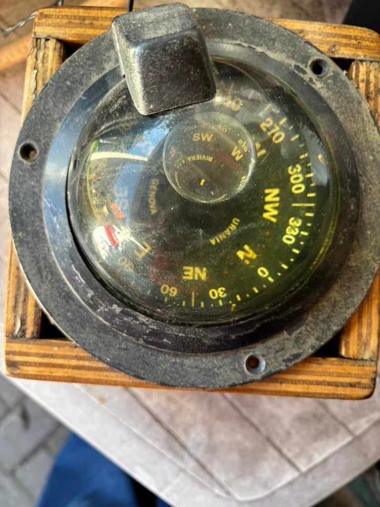 Vintage scheepskompas Riviera origineel nautisch instrument, Ophalen, Gebruikt, Gps of Kompas