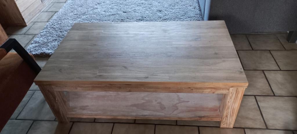 Teaken houte salontafel, 100 tot 150 cm, Zo goed als nieuw, Minder dan 50 cm, Rechthoekig