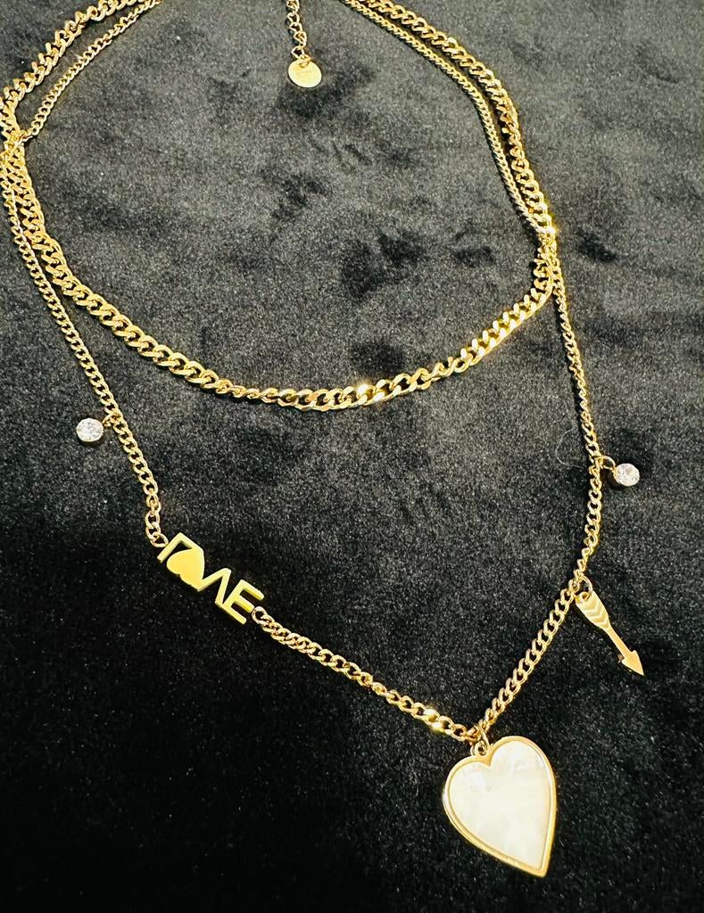 Roestvrijstaal prachtige love ketting, Overige materialen, Nieuw, Ophalen of Verzenden, Verstelbaar