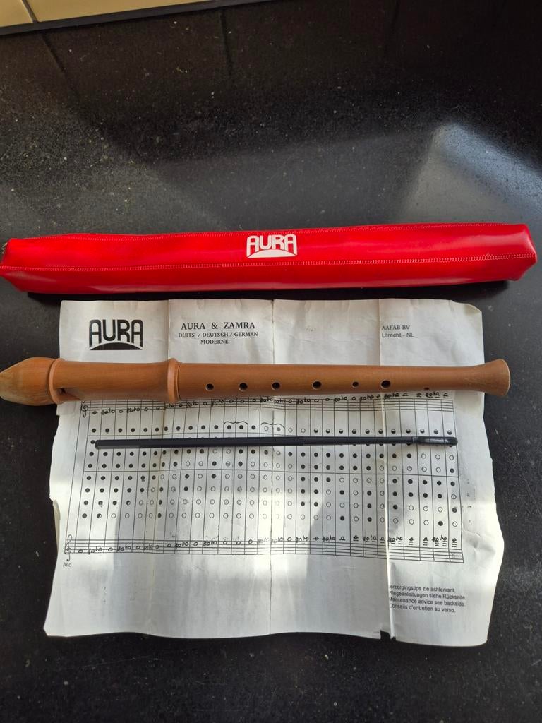 Blokfluit Aura met etui, Ophalen of Verzenden, Gebruikt, Sopraan of Sopranino, Met koffer, hoes of etui