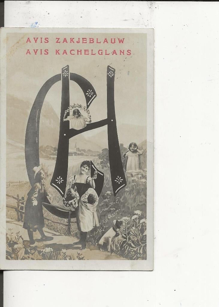 Reclame Avis Zakjeblauw-Kachelglans Letters CH, Verzamelen, Verzenden, Voor 1920, Ongelopen, Zuid-Holland