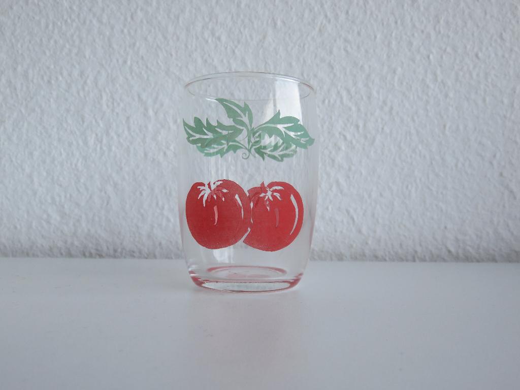 Vintage retro sapglas tomaat tomatensapglas, Glas of Glazen, Gebruikt, Ophalen of Verzenden, Glas