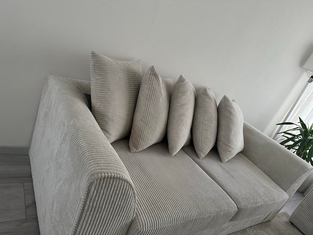 Ribstof 3-zitsbank in prachtige kleur, Driepersoons, 75 tot 100 cm, Ophalen of Verzenden, Zo goed als nieuw