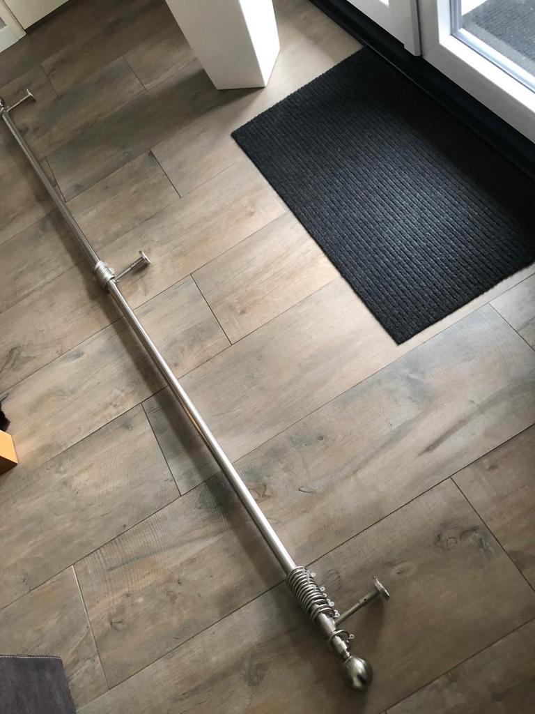 RVS Gordijn stang met ringen, Ophalen, Zo goed als nieuw, 200 cm of meer