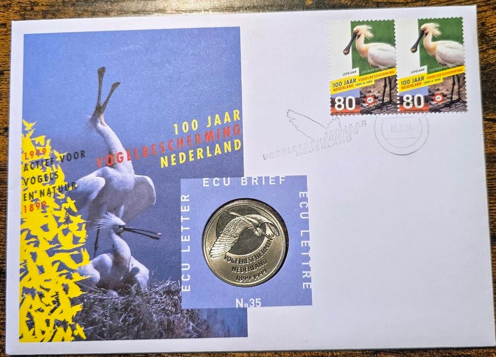 Nederland 1999 - ECU-brief 100 jaar Vogelbescherming, Postzegels en Munten, Postzegels | Nederland, Ophalen of Verzenden