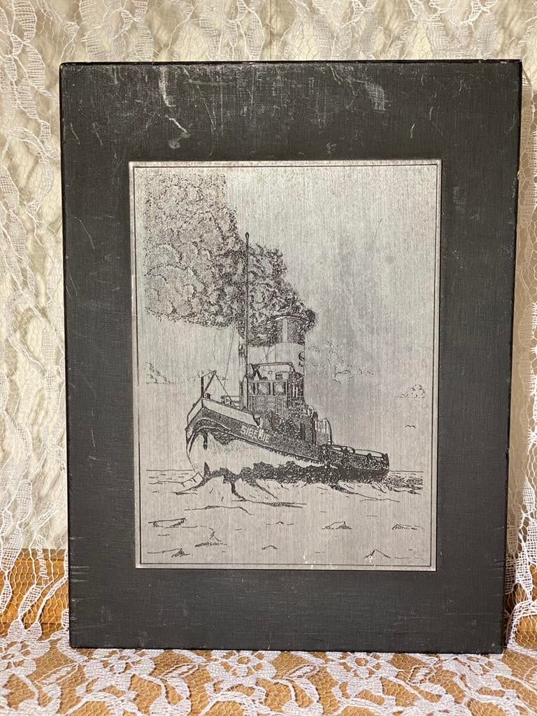 Ets van een schip stoomsleper Siberië, Antiek en Kunst, Ophalen of Verzenden