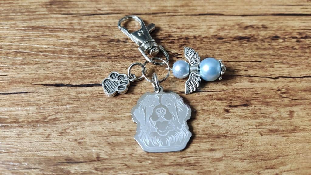 (Sleutel) Hanger Newfoundlander RVS met beschermengeltje, Verzenden, Nieuw, Hanger