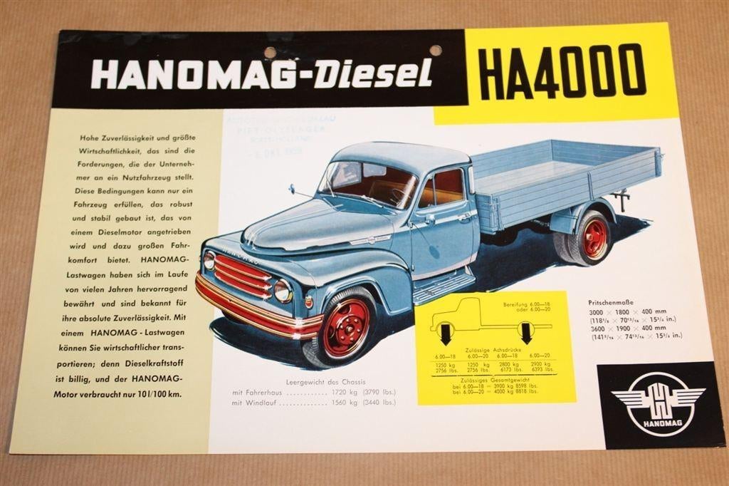 Zeldzame folder - Hanomag Diesel vrachtwagen 1960, Ophalen of Verzenden, Zo goed als nieuw, Tractor en Landbouw