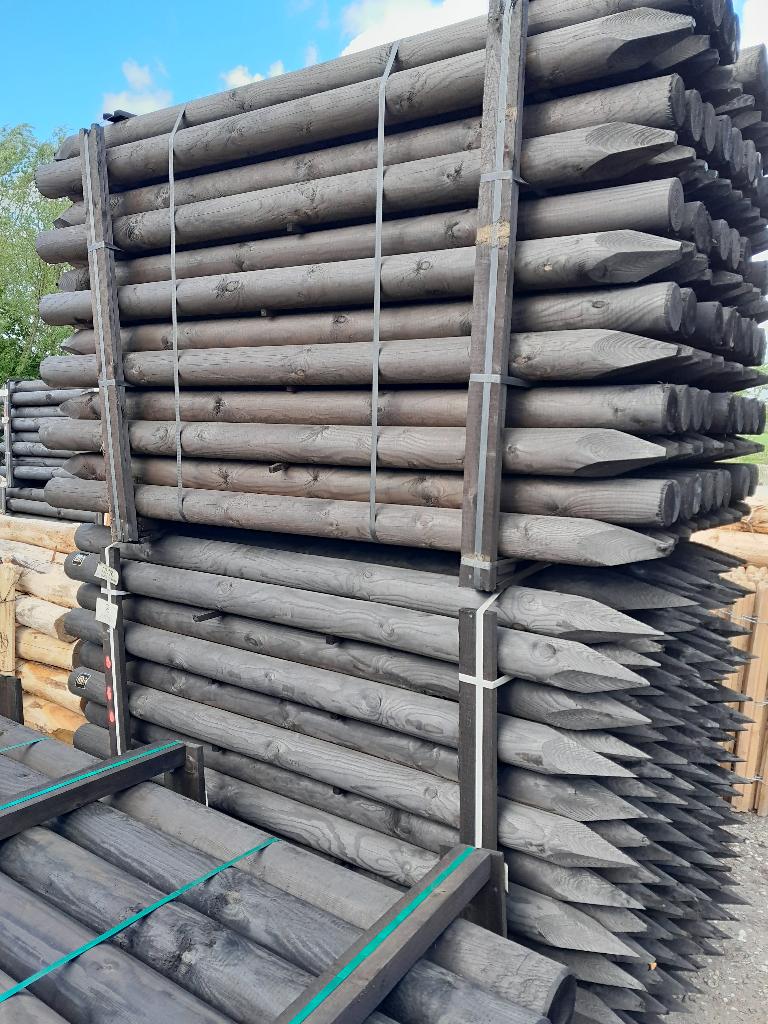 Geimpregneerd gefreesde palen Dura2 met punt, 200cm 8cm dik, Ophalen, Palen, Nieuw, Hardhout